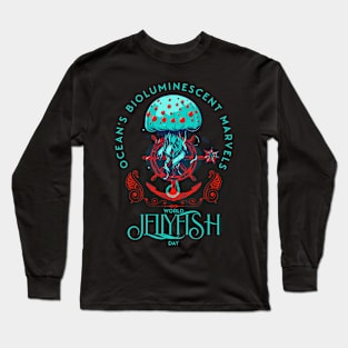 Ocean's Bioluminiscent Marvels World Jellyfish Day Long Sleeve T-Shirt